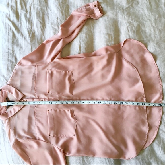 Blush Pink Button Down Shirt w Copper Buttons - Picture 7 of 9